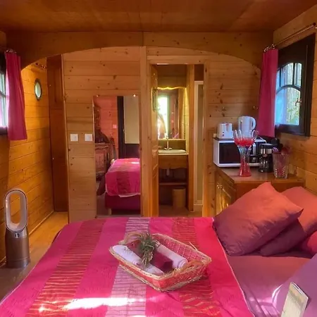 بيت خشبي Roulotte De Luxe Avec Piscine Partagee A راماتويل